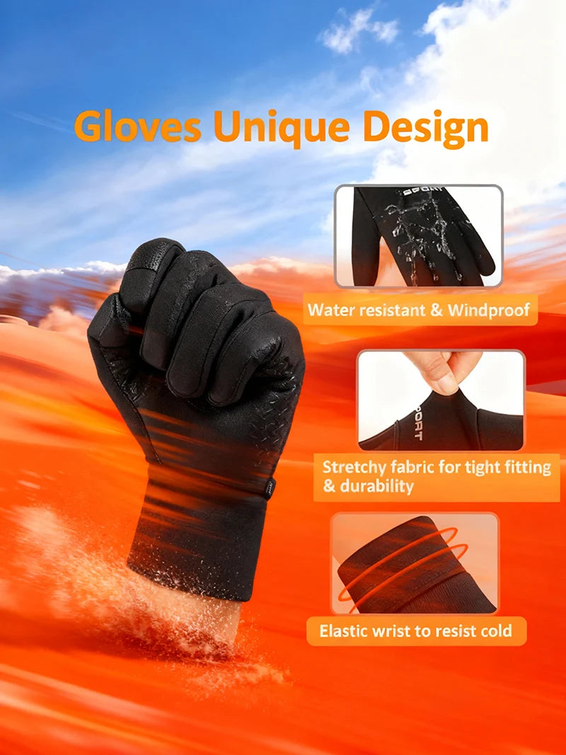 Men's Women's Winter Warm Touch Screen Gloves Windproof Cold-proof Cycling Running Hiking Skiing Gloves